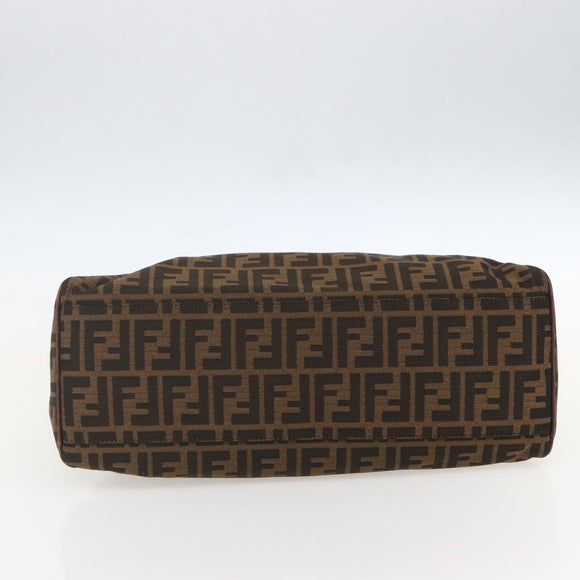 FENDI Hand Bag Zucca Canvas Black Brown Auth 160098