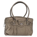 Salvatore Ferragamo Gancini Hand Bag Leather Gold Silver Auth 160099-1