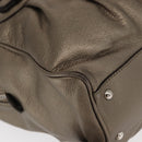 Salvatore Ferragamo Gancini Hand Bag Leather Gold Silver Auth 160099-10