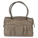 Salvatore Ferragamo Gancini Hand Bag Leather Gold Silver Auth 160099-3