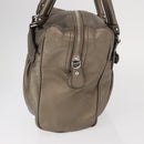 Salvatore Ferragamo Gancini Hand Bag Leather Gold Silver Auth 160099-5