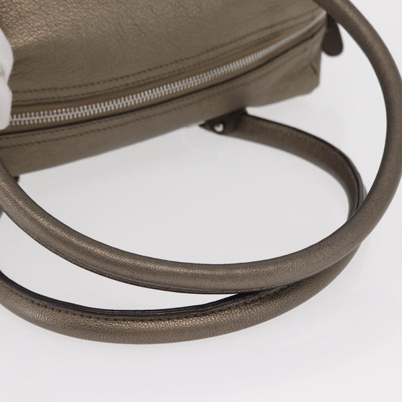 Salvatore Ferragamo Gancini Hand Bag Leather Gold Silver Auth 160099