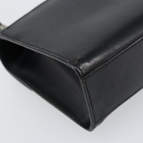 Salvatore Ferragamo Vala Hand Bag Leather Black Silver Auth 160107