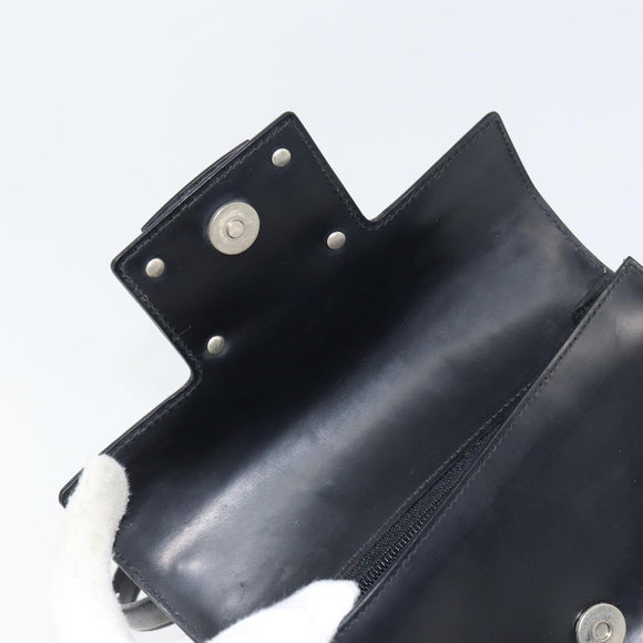 Salvatore Ferragamo Vala Hand Bag Leather Black Silver Auth 160107