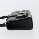 Salvatore Ferragamo Vala Hand Bag Leather Black Silver Auth 160107-5