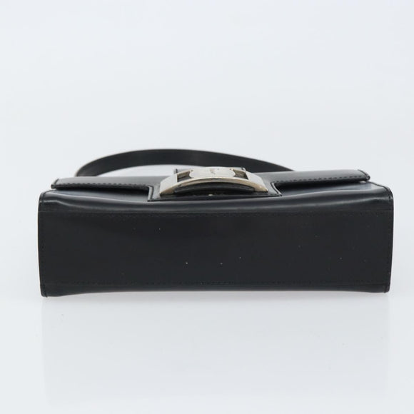 Salvatore Ferragamo Vala Hand Bag Leather Black Silver Auth 160107