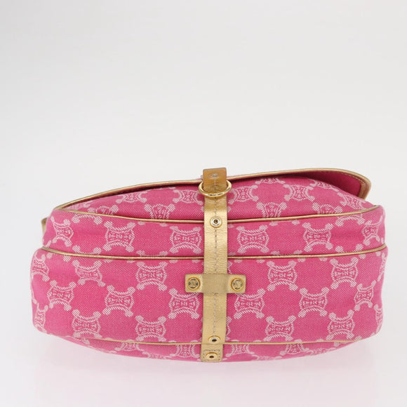 CELINE Paris Macadam Canvas Shoulder Bag Pink Gold Auth 160121