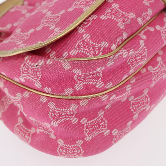 CELINE Paris Macadam Canvas Shoulder Bag Pink Gold Auth 160121