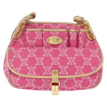 CELINE Paris Macadam Canvas Shoulder Bag Pink Gold Auth 160121 - 0
