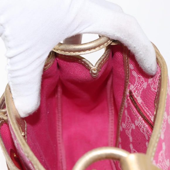 CELINE Paris Macadam Canvas Shoulder Bag Pink Gold Auth 160121