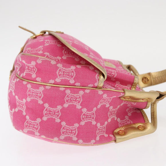 CELINE Paris Macadam Canvas Shoulder Bag Pink Gold Auth 160121