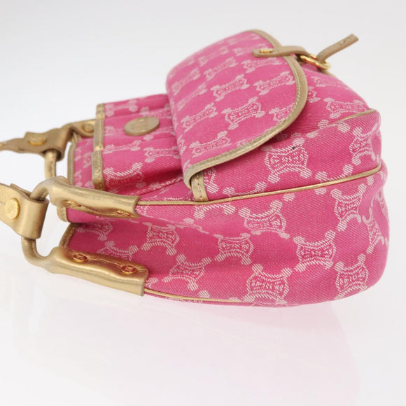 CELINE Paris Macadam Canvas Shoulder Bag Pink Gold Auth 160121