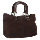 FENDI Hand Bag Suede Brown Silver Auth 160122-1