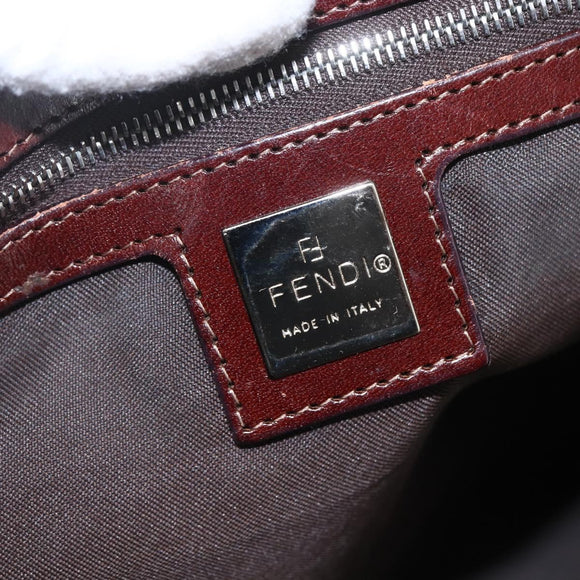FENDI Hand Bag Suede Brown Silver Auth 160122