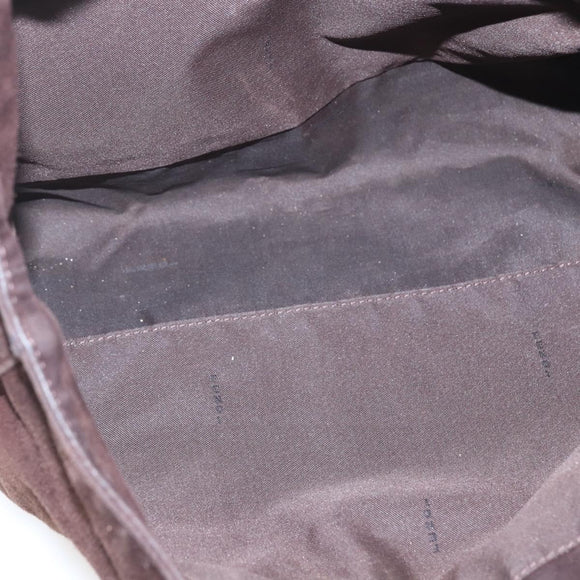 FENDI Hand Bag Suede Brown Silver Auth 160122
