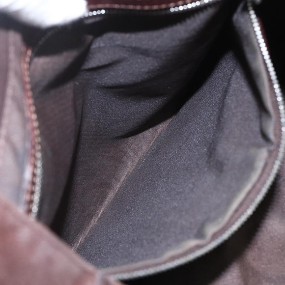 FENDI Hand Bag Suede Brown Silver Auth 160122