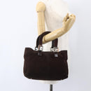 FENDI Hand Bag Suede Brown Silver Auth 160122-21