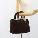 FENDI Hand Bag Suede Brown Silver Auth 160122-25