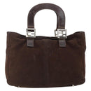 FENDI Hand Bag Suede Brown Silver Auth 160122-3