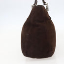 FENDI Hand Bag Suede Brown Silver Auth 160122-5
