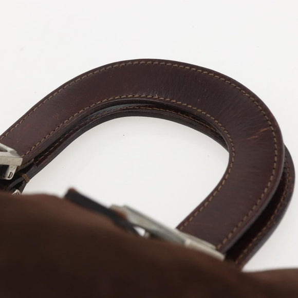 FENDI Hand Bag Suede Brown Silver Auth 160122