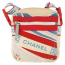 CHANEL Sports Line Shoulder Bag Canvas White Silver CC Auth 160123A-13