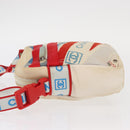 CHANEL Sports Line Shoulder Bag Canvas White Silver CC Auth 160123A-4