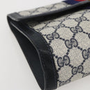 GUCCI GG Supreme Sherry Line Clutch Bag PVC Navy Gold 89 01 006 Auth 160128-14