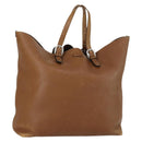 GUCCI Tote Bag Leather Brown Silver Auth 160133-1