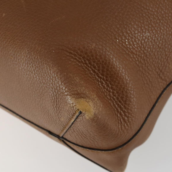 GUCCI Tote Bag Leather Brown Silver Auth 160133