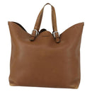 GUCCI Tote Bag Leather Brown Silver Auth 160133-2