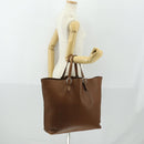 GUCCI Tote Bag Leather Brown Silver Auth 160133-20