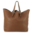 GUCCI Tote Bag Leather Brown Silver Auth 160133-3