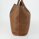 GUCCI Tote Bag Leather Brown Silver Auth 160133-5
