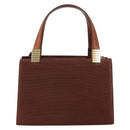 CELINE Macadam Canvas Hand Bag Leather 2way Brown Gold Auth 160135-2