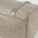 FENDI Zucchino Canvas Hand Bag Silver Auth 160139-9