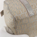 FENDI Zucchino Canvas Hand Bag Silver Auth 160139-16