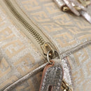 FENDI Zucchino Canvas Hand Bag Silver Auth 160139-10