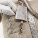 FENDI Zucchino Canvas Hand Bag Silver Auth 160139-18