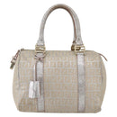 FENDI Zucchino Canvas Hand Bag Silver Auth 160139-13