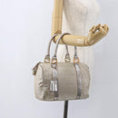 FENDI Zucchino Canvas Hand Bag Silver Auth 160139-23