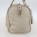 FENDI Zucchino Canvas Hand Bag Silver Auth 160139-3