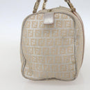 FENDI Zucchino Canvas Hand Bag Silver Auth 160139-4