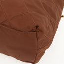 PRADA Chain Quilted Shoulder Bag Nylon Brown Gold Auth 160140-9