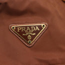 PRADA Chain Quilted Shoulder Bag Nylon Brown Gold Auth 160140-17