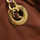 PRADA Chain Quilted Shoulder Bag Nylon Brown Gold Auth 160140-18