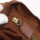 PRADA Chain Quilted Shoulder Bag Nylon Brown Gold Auth 160140-10