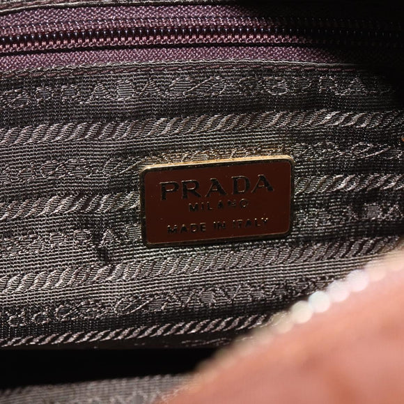 PRADA Chain Quilted Shoulder Bag Nylon Brown Gold Auth 160140