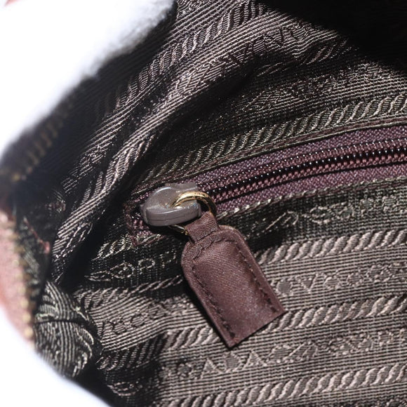 PRADA Chain Quilted Shoulder Bag Nylon Brown Gold Auth 160140