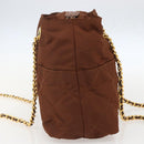 PRADA Chain Quilted Shoulder Bag Nylon Brown Gold Auth 160140-3